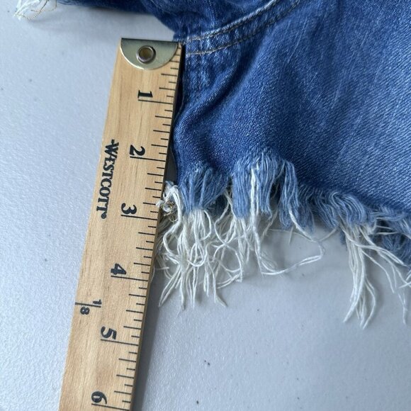 We The Free People Jean Shorts XS See You Sometime Cut Offs Blue Pleated No Belt - Picture 6 of 10